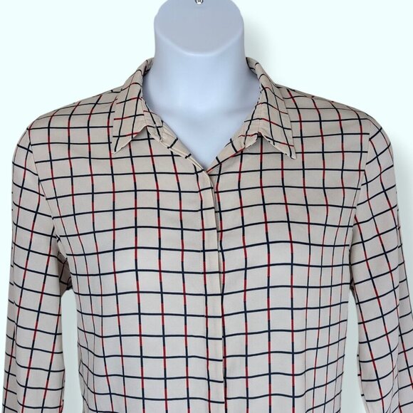 (2/$20) Splash Red & Blue Line Blouse - Picture 3 of 8